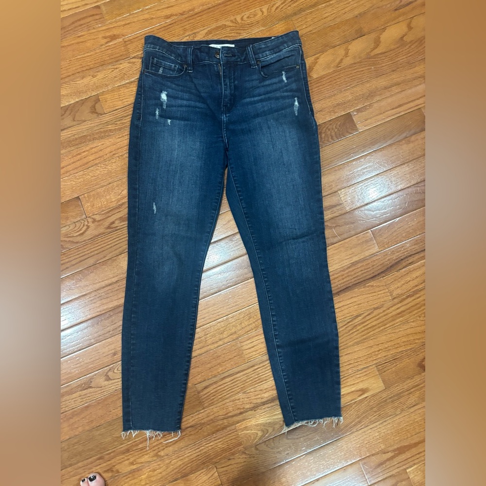 Dark Blue Women's high rise skinny crop Jeans